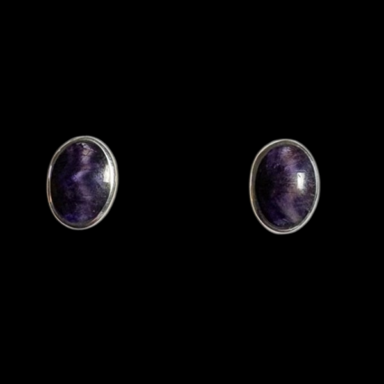 Small Oval Blue John Stud Earrings