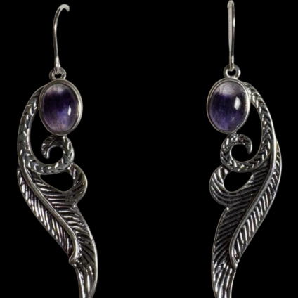 Blue John Feather design drop Earrings