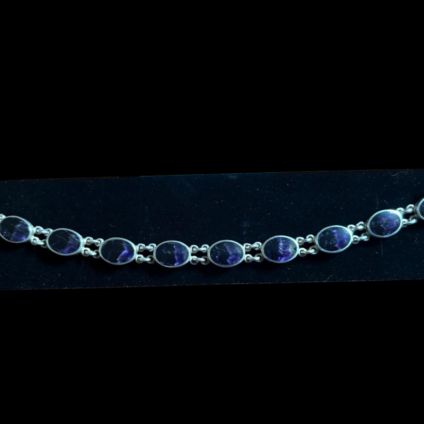 Handmade 10 stone Oval Blue John Bracelet