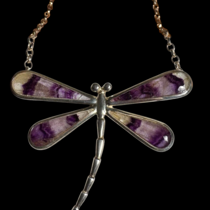Handmade Large Blue John Dragonfly Necklet