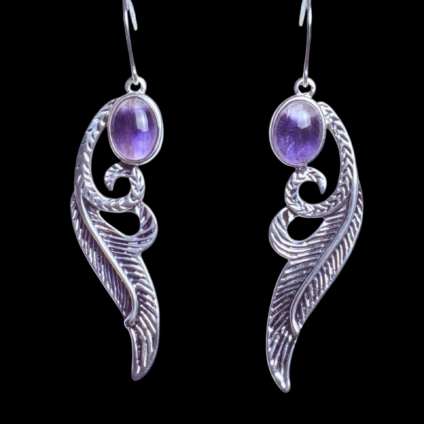 Blue John Feather design drop Earrings