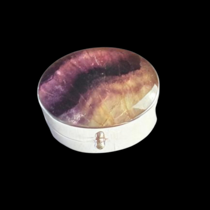 Small Oval Pill Box with Blue John inlaid into Lid