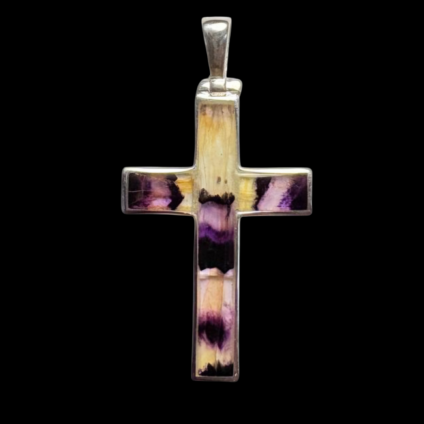 Blue John & Sterling Silver Cross Pendant