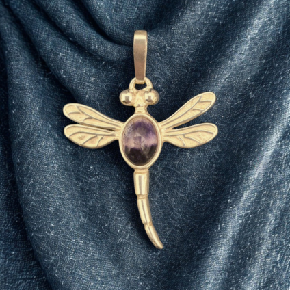 Blue John and Sterling Silver Dragonfly Pendant