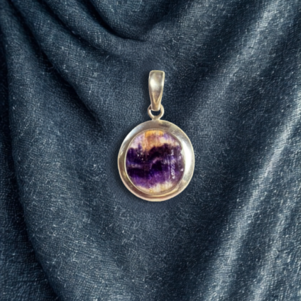 Medium Modern Round Blue John Pendant
