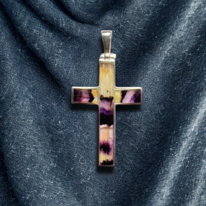 Blue John & Sterling Silver Cross Pendant