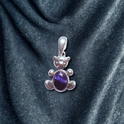 Blue John and Sterling Silver Teddy Bear Pendant