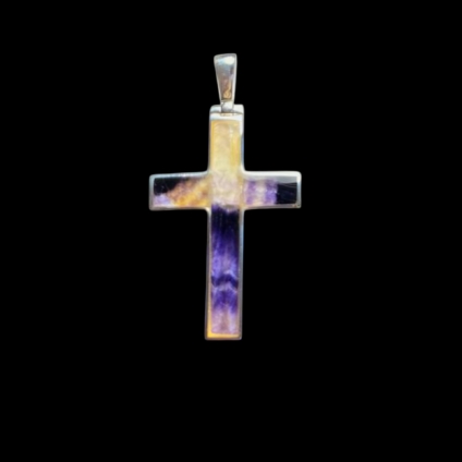 Blue John & Sterling Silver Cross Pendant