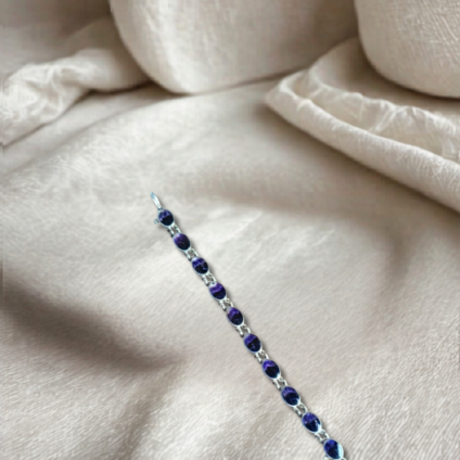 Handmade 10 stone Oval Blue John Bracelet