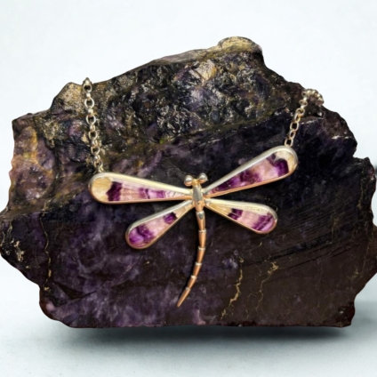 Handmade Large Blue John Dragonfly Necklet