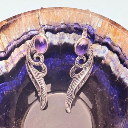 Blue John Feather design drop Earrings