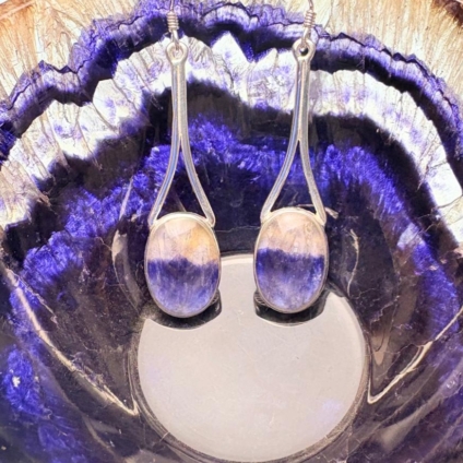 Wishbone Drop Oval Earrings - Plain Design on Hooks