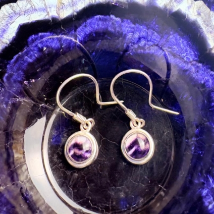Small round Blue John drop earring