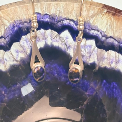 Small Oval Blue John Drop Earrings