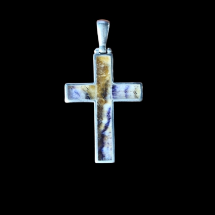 Blue John & Sterling Silver Cross Pendant
