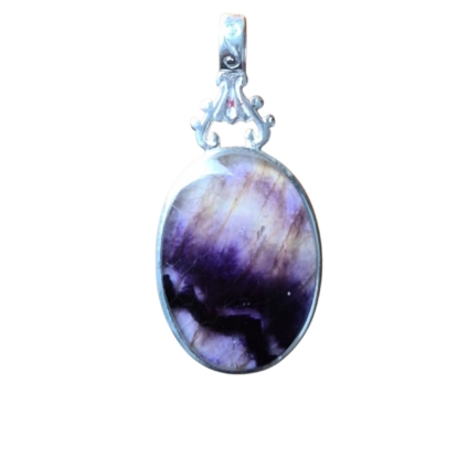 Small Oval Double Sided Blue John Pendant with Ornate top