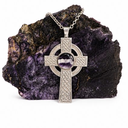Stunning Blue John Celtic Cross Pendant