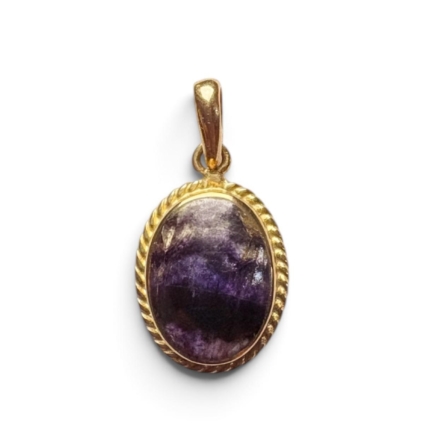 Small 9ct Oval Blue John Pendant - rope surround