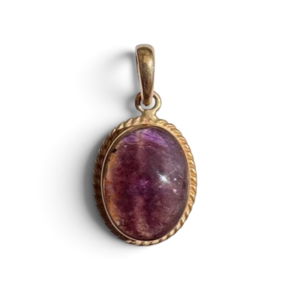 Small 9ct Oval Blue John Pendant - rope surround