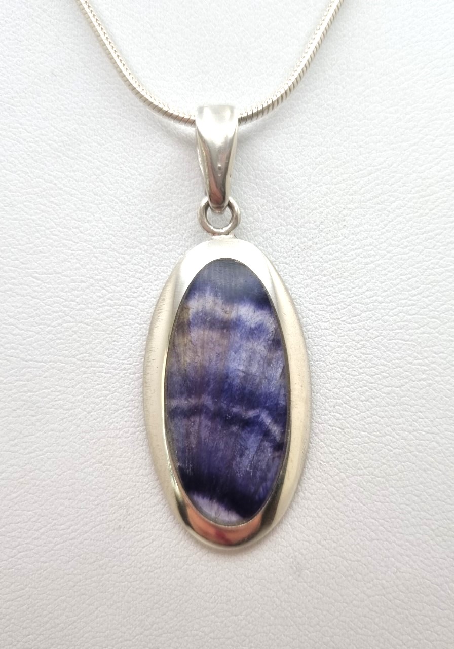 Large Modern Oval Blue John Pendant