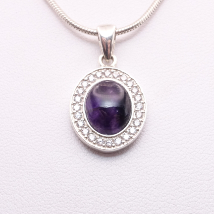 Medium Oval Blue John and Cubic Zirconia  Pendant
