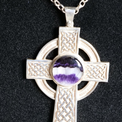 Stunning Blue John Celtic Cross Pendant