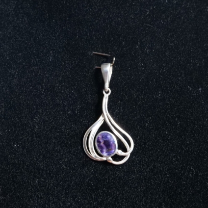 Silver Swirl design Blue John Pendant