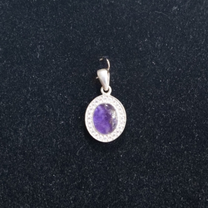 Medium Oval Blue John and Cubic Zirconia  Pendant