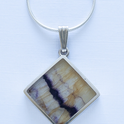 Handmade Medium Square Blue John Pendant