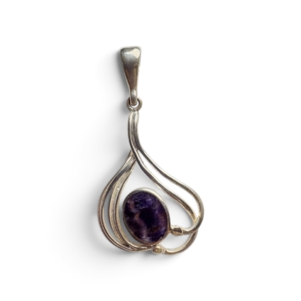 Silver Swirl design Blue John Pendant