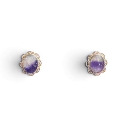Medium Oval Blue John Stud Earrings Rope & Loop design