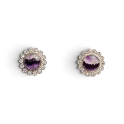 Large Round Stud Surrounded by Cubic Zirconia