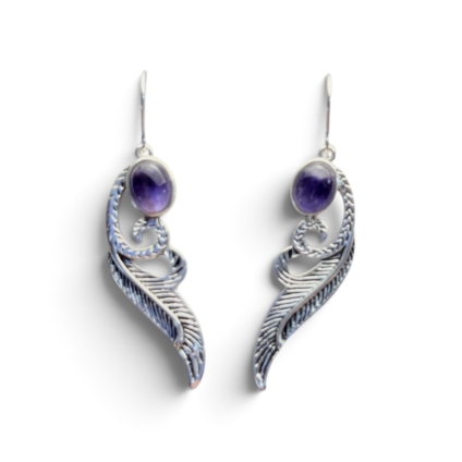 Blue John Feather design drop Earrings