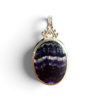 Medium Oval Double Sided Blue John Pendant