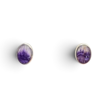 Small Oval Blue John Stud Earrings