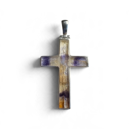 Blue John & Sterling Silver Cross Pendant
