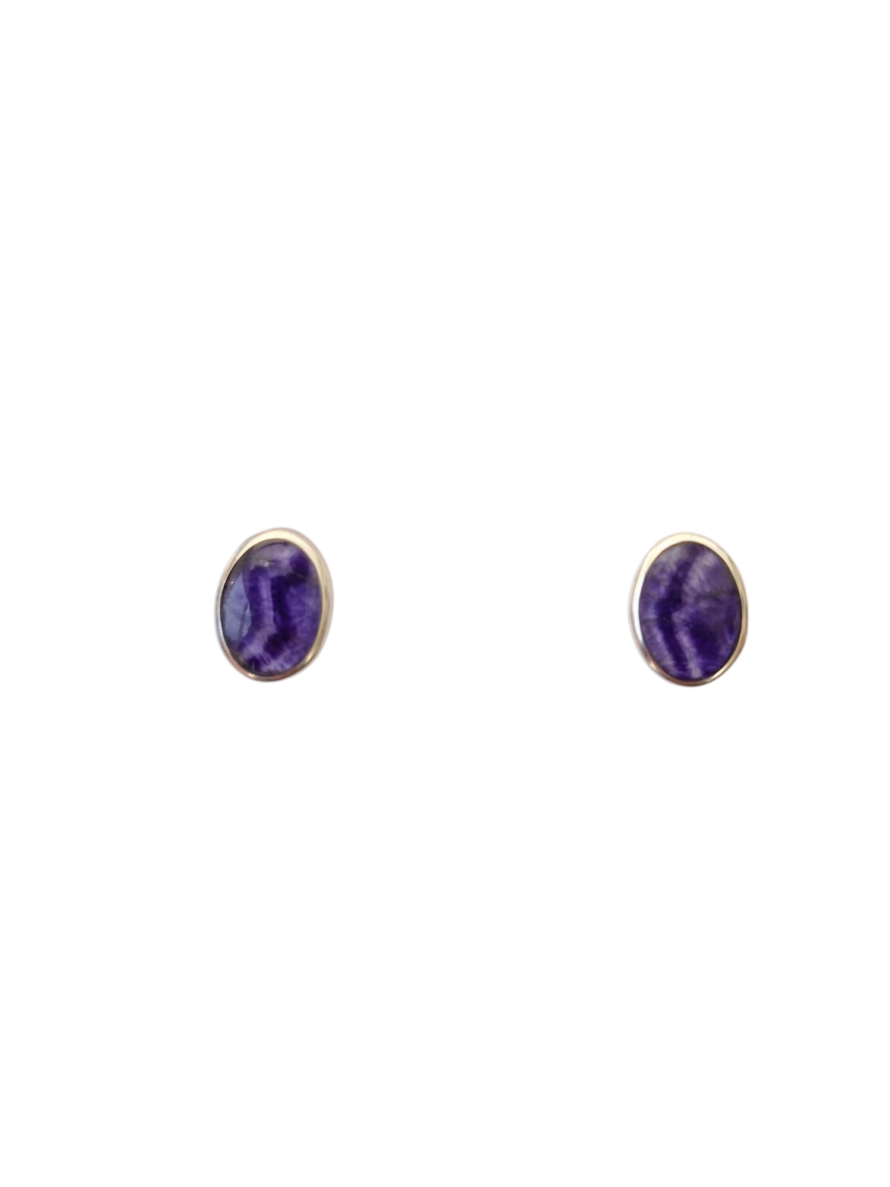 Small Oval Blue John Stud Earrings