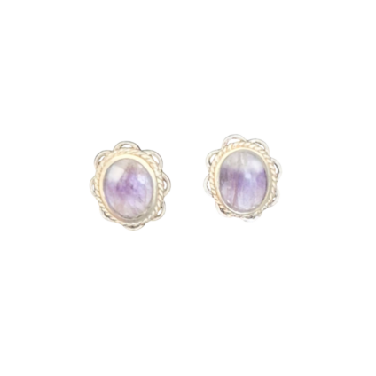 Medium Oval  Blue John Stud Earrings Rope & Loop design