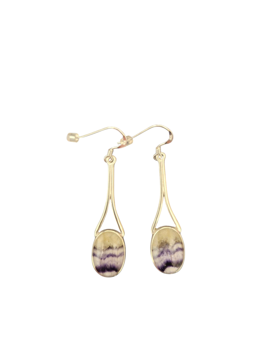Wishbone Drop Oval Earrings - Plain Design on Hooks