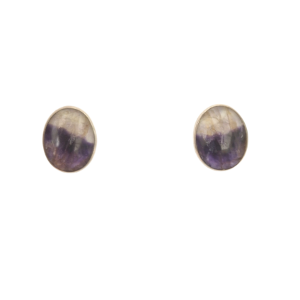Plain Oval Blue John Studs in Sterling Silver