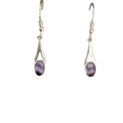 Small Oval Blue John Drop Earrings