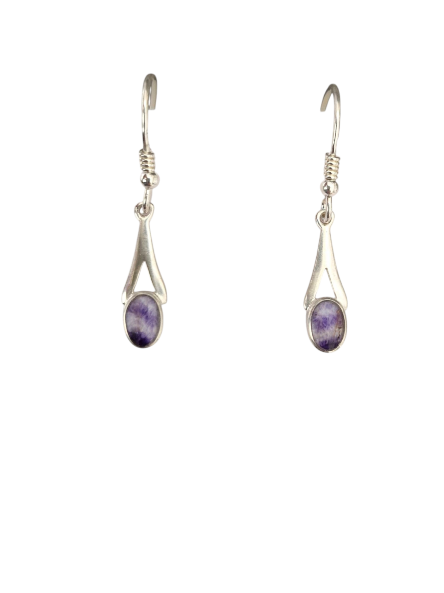Small Oval Blue John Drop Earrings