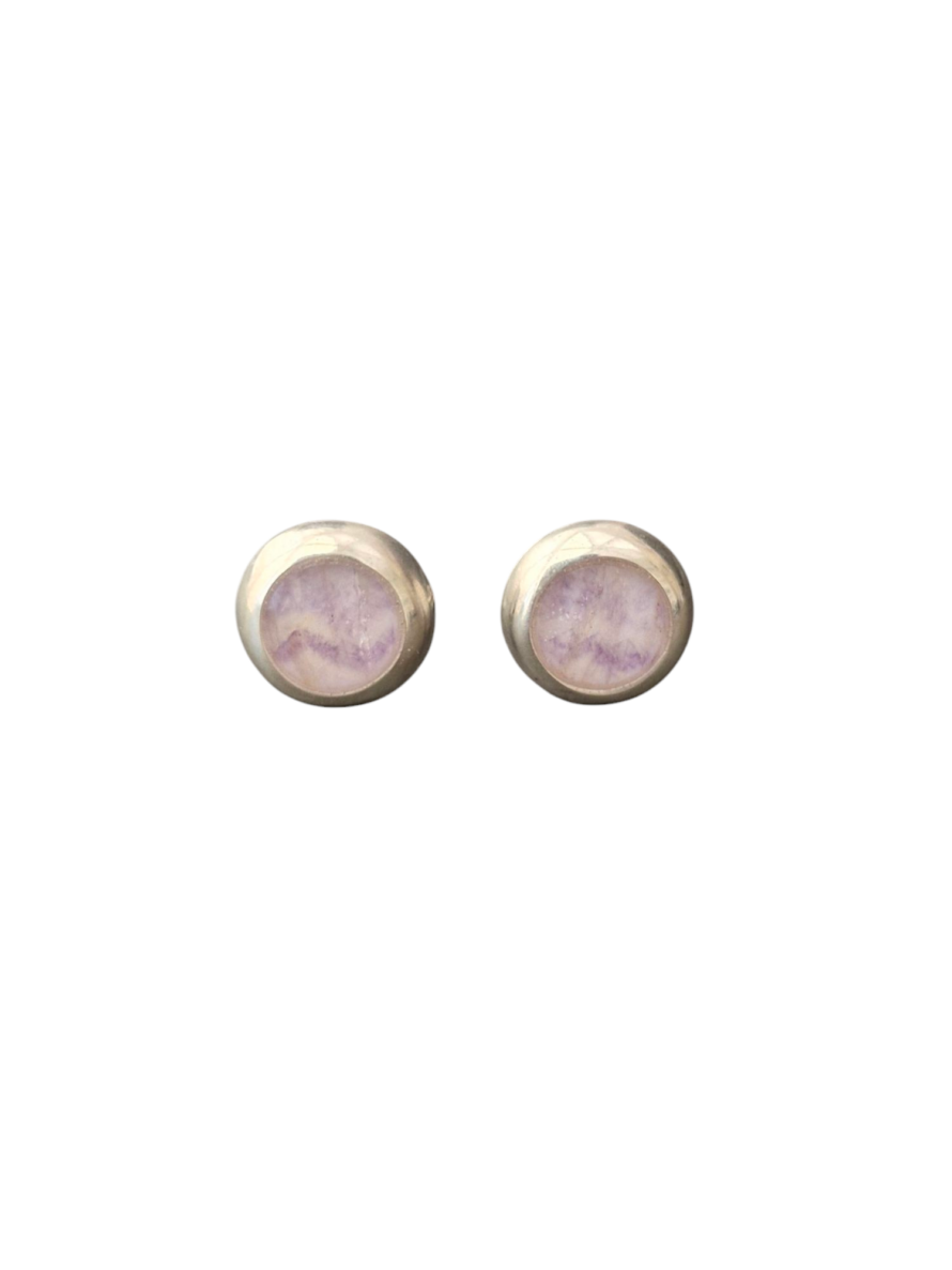 Blue John and Sterling Silver round stud earrings