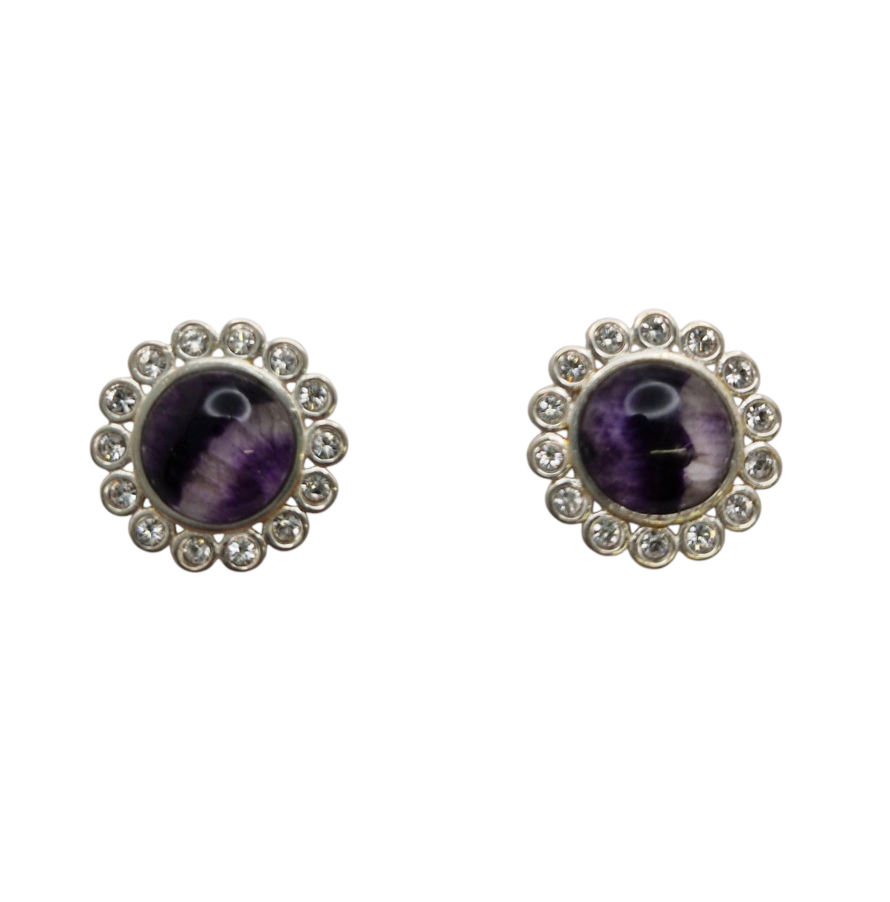 Large Round Stud Surrounded by Cubic Zirconia