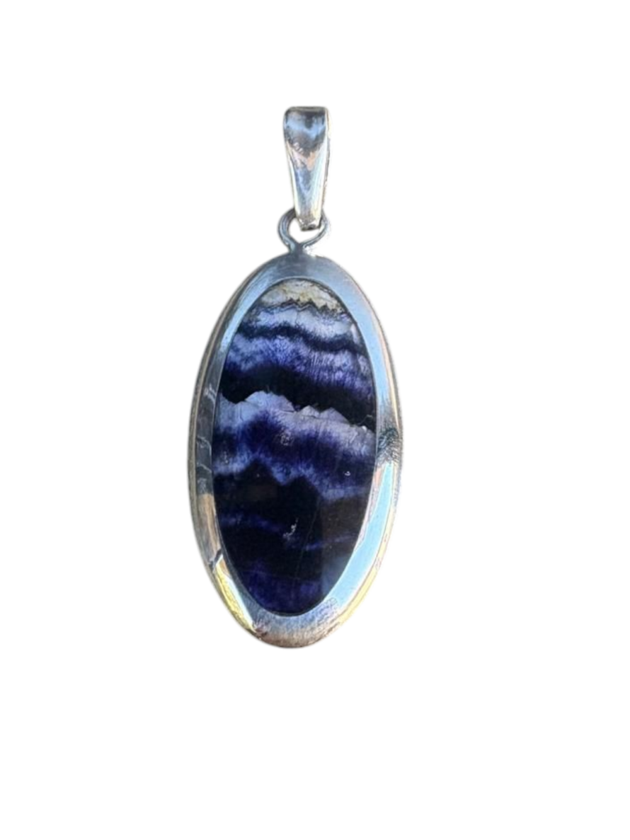 Large Modern Oval Blue John Pendant