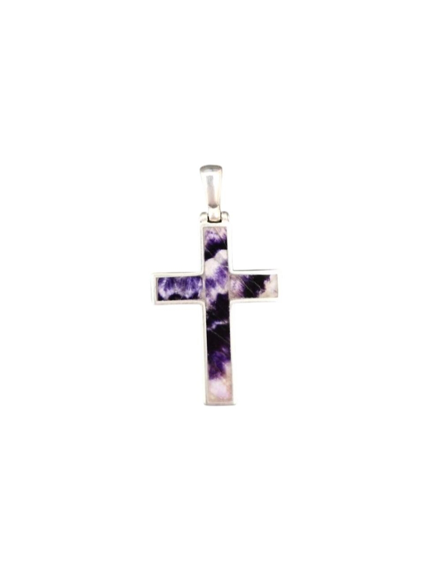 Blue John & Sterling Silver Cross Pendant