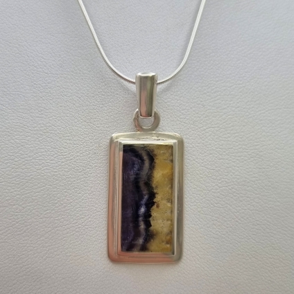 Medium Rectangular Blue John and Sterling Silver Pendant