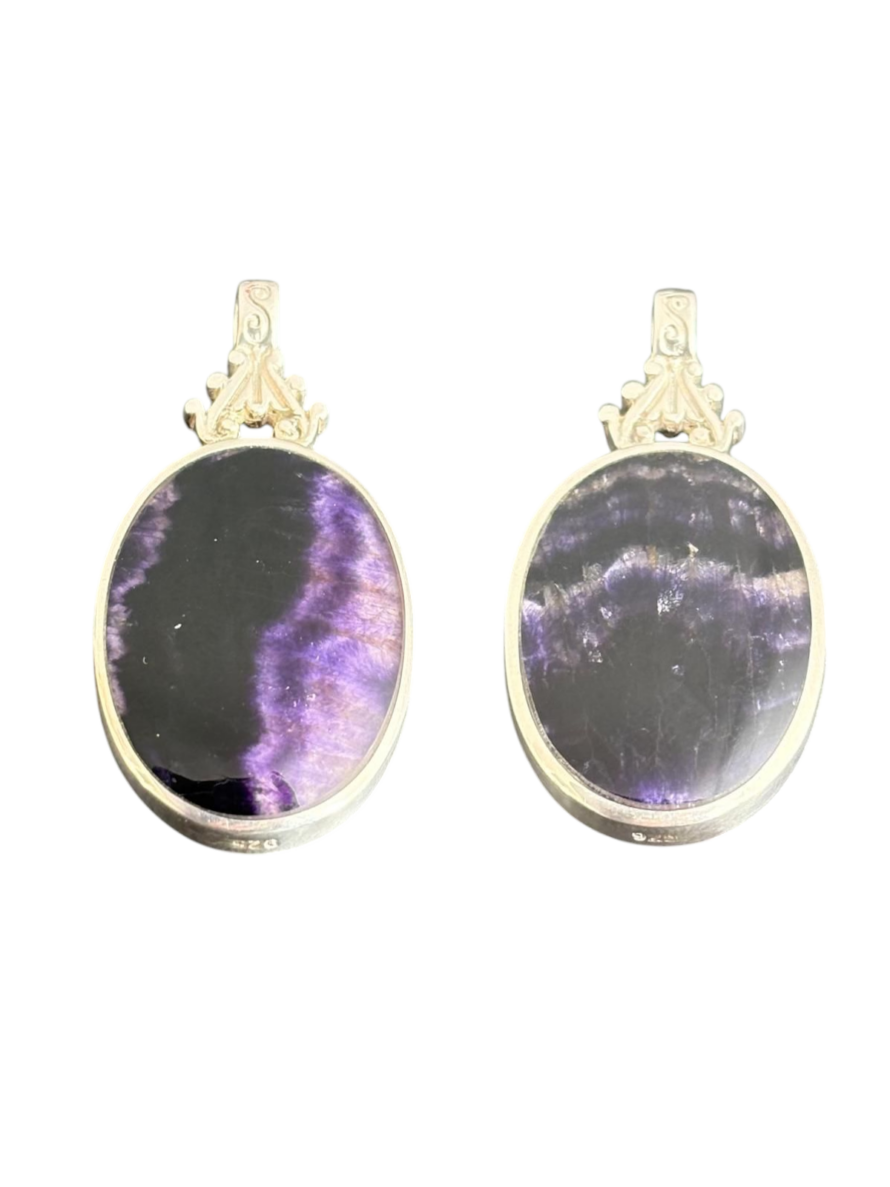 Medium Oval Double Sided Blue John Pendant