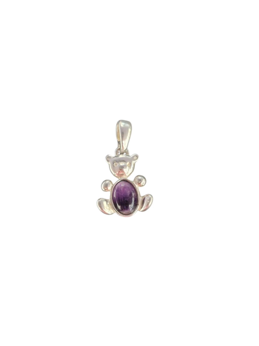 Blue John and Sterling Silver Teddy Bear Pendant
