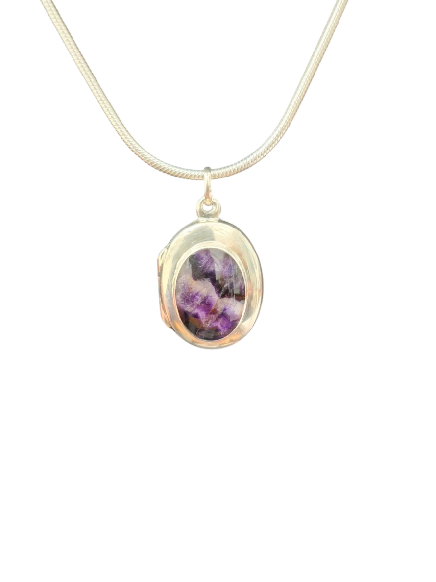 Small Oval Blue John  Locket Pendant